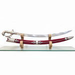 Sword Silver Plated Handle and Silver Work On Cover (Lion-Rabbit Handle)