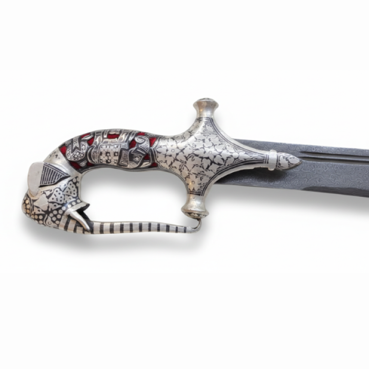 Sword Elephant Face Silver Plated Handle And Cover