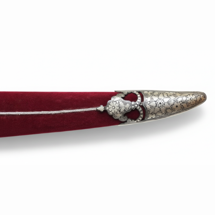 Sword Silver Plated Handle and Silver Work On Cover (Lion-Rabbit Handle)